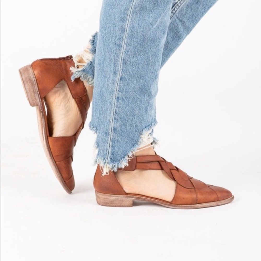 Free People 39 9 Wanderlust Braided Flats Brown
